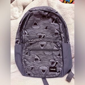 Hurley Black and Gray Shark Pattern Backpack